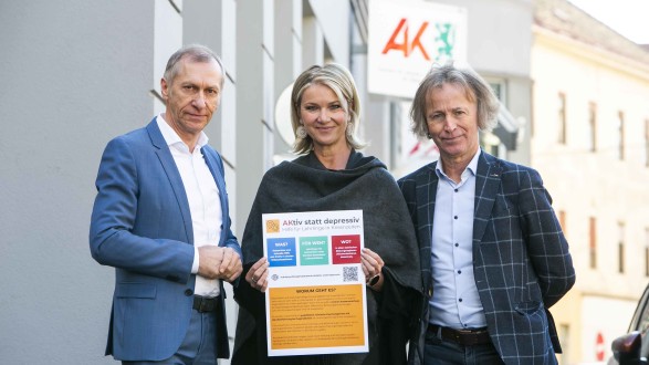 AK-Präsident Josef Pesserl, AK-Bildungsbereichsleiterin Alexandra Hörmann und Psychologe Josef Zollneritsch (v. l.) stellen 